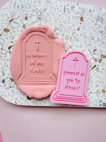 In memory of my youth gravestone Debosser and matching cutter