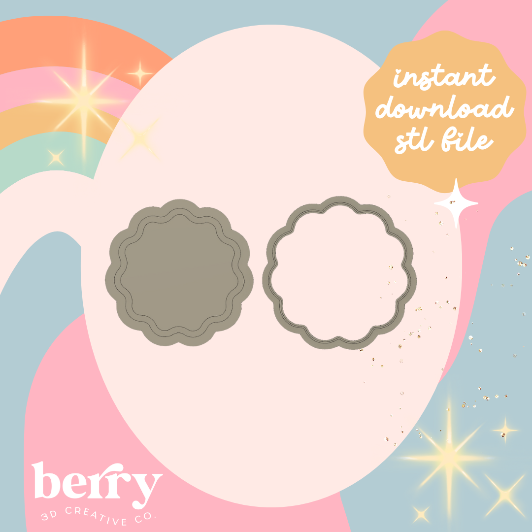 Wavy Circle Cookie Cutter and Stamp stl file