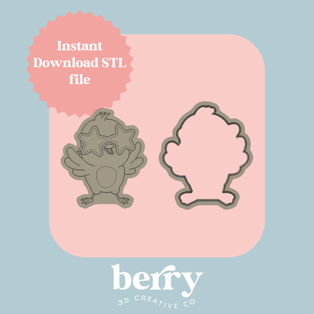 Groovy Chicken Cookie Cutter and Stamp stl file – Berry 3D Creative Co.