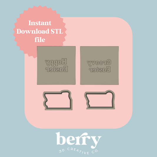 2 pack Easter word mini's Cookie Cutter and Stamp stl file