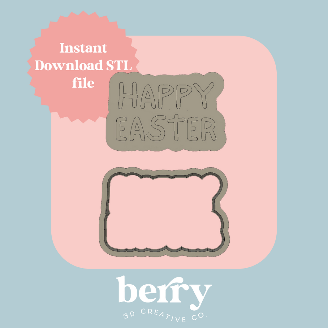 Happy Easter Cookie Cutter and Stamp stl file