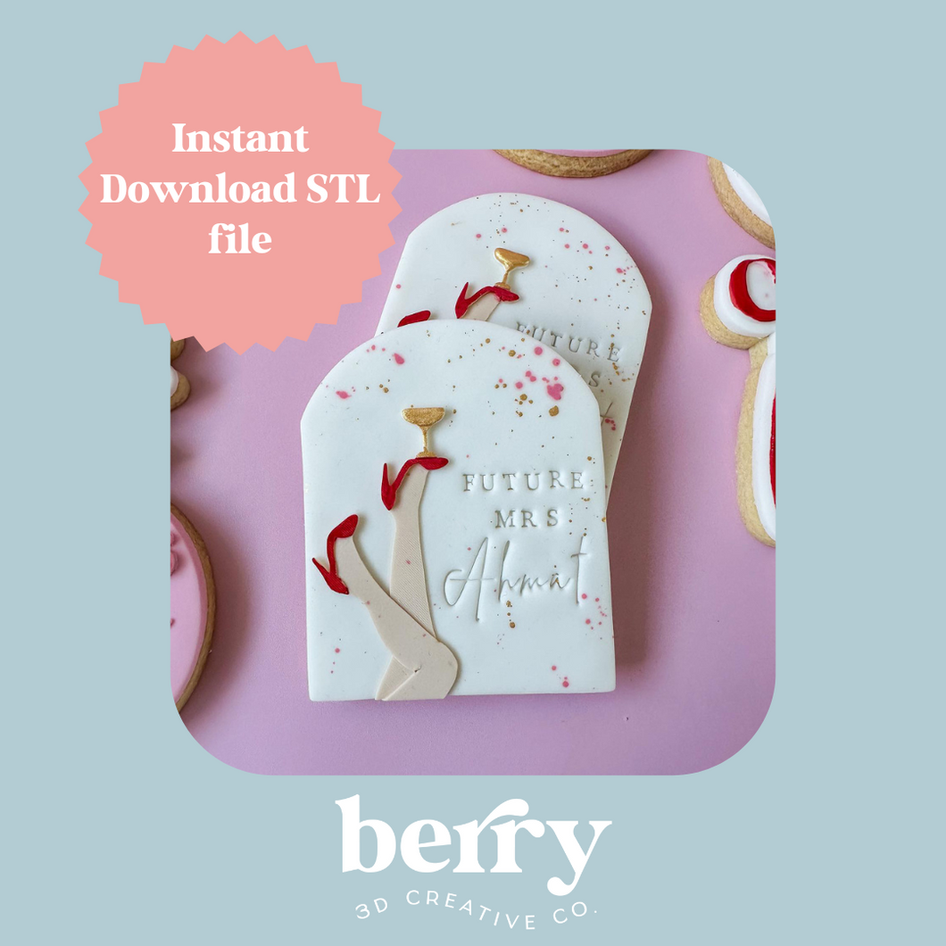 Heels to the sky with Champagne glass  Cookie Cutter and Stamp stl file