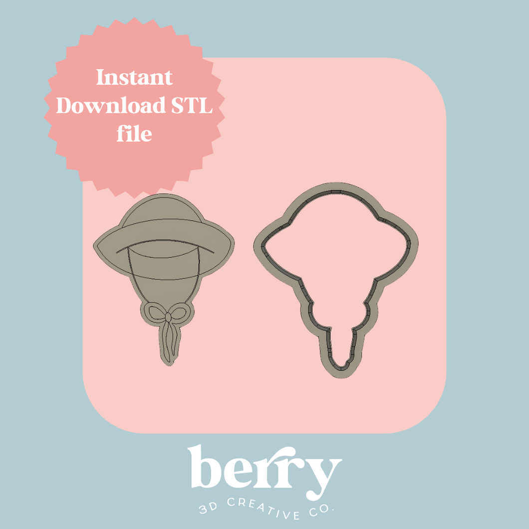 Sun hat Cookie Cutter and Stamp stl file