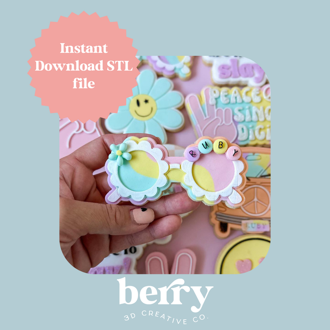 Flower glasses Cookie Cutter and Stamp stl file