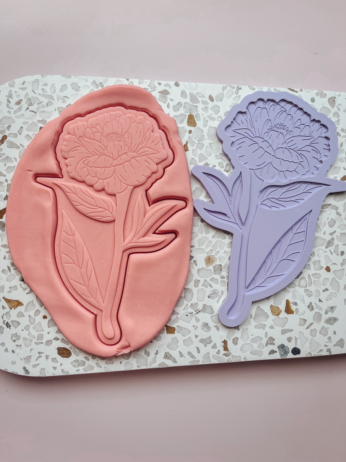 Large Peony with stem and matching cutter