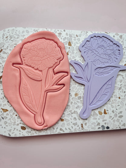 Large Peony with stem and matching cutter